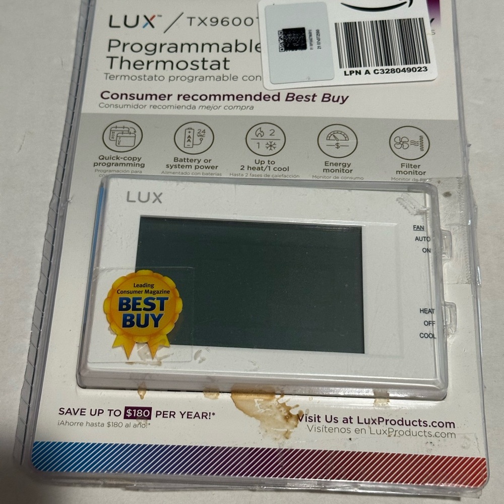 Lux White Programmable Thermostat